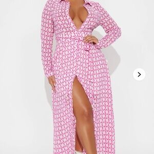 Fashion Nova Pink Patterned Maxi Dress